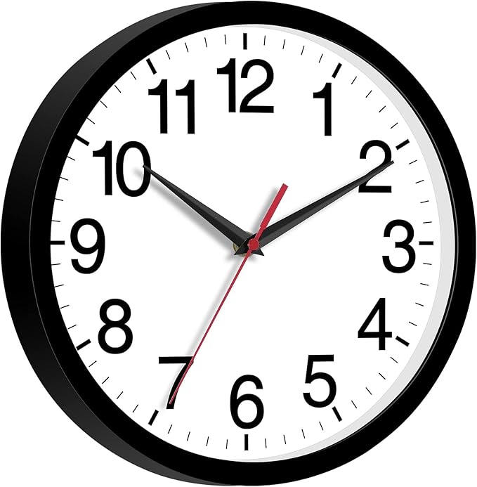 Rohioue Wall Clock Modern 10 Inch Black Battery Operated Silent Non Ticking - Image 6