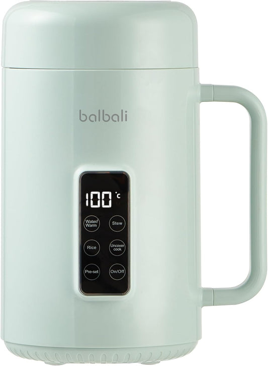 balbali Portable Electric Pot for Cooking Dorm Room - 28oz Non-stick Travel Electric Kettle, Mini Hot Pot with Temperature and Time Control - Self Heating Soup/Rice/Ramen Cooker/Warmer Green