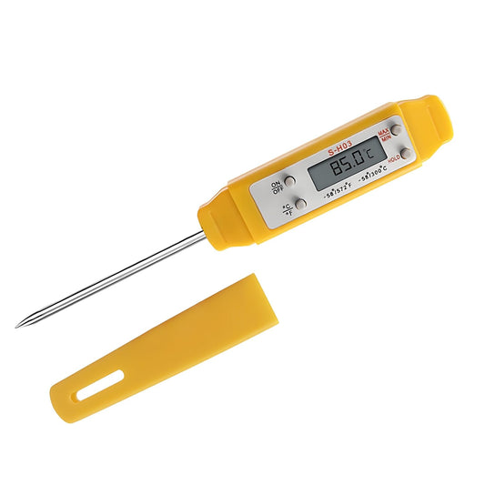 Meat Thermometer - Digital Food Thermometer for Cooking Kitchen - Automatic Calibration Pen Style Electronic Pocket Thermometer for Water Temperature, Barbecue (Yellow)