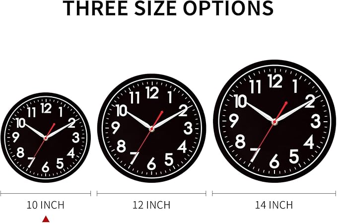 AKCISOT Wall ClockModern Black Silent Non Ticking Wall Clocks Battery Operated - Image 5