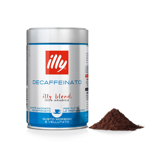illy Ground Coffee Espresso - 100% Arabica Beans – Classico Decaf Roast - Notes of Caramel, Toasted Bread & Chocolate - Rich Aromatic Profile - No Preservatives – 8.8 Ounce