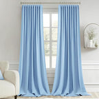 MIULEE Sky Blue Back Tab Blackout Curtains 120 Inch Long 2 Panels Set - Image 9
