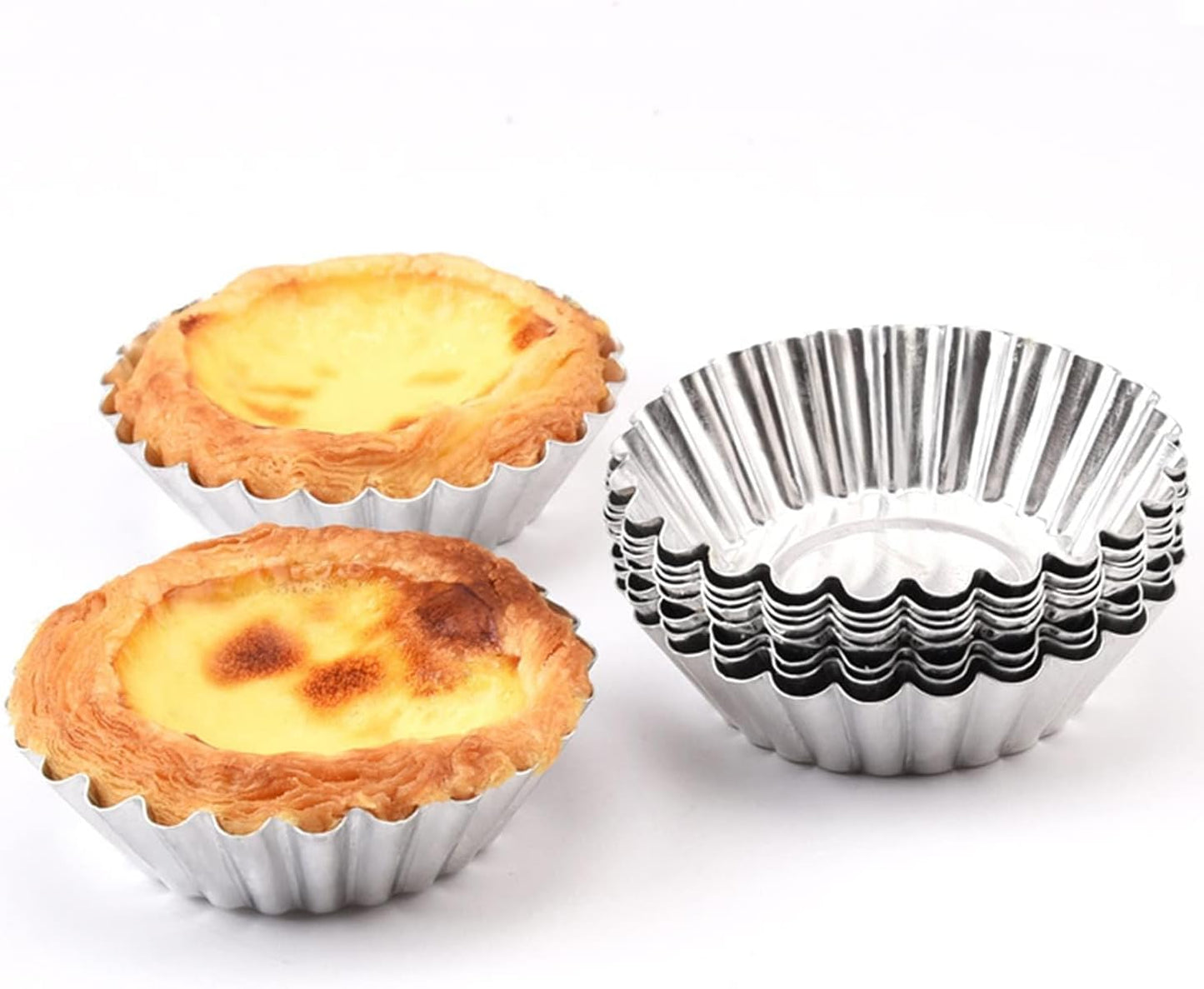 Tosnail 50 Pieces Aluminum Egg Tart Mold Small Tart Pie Tin Mini Cupcake Cake Muffin Cookie Mold Baking Cups