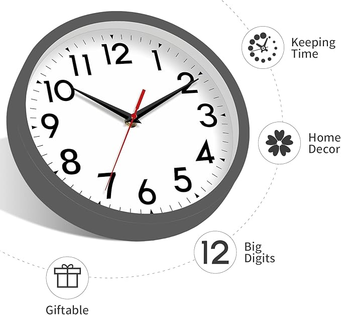 DAXSMY Wall Clock Small Analog 8 Inch Silent Non Ticking Battery Operated - Image 6