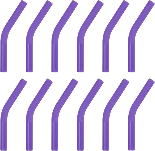 uxcell 12Pcs Silicone Straw Tips, Silicone Straw Elbows Tip, Soft Reusable Metal Straw Covers Fit for 6mm/0.24" OD Stainless Steel Straws, Purple