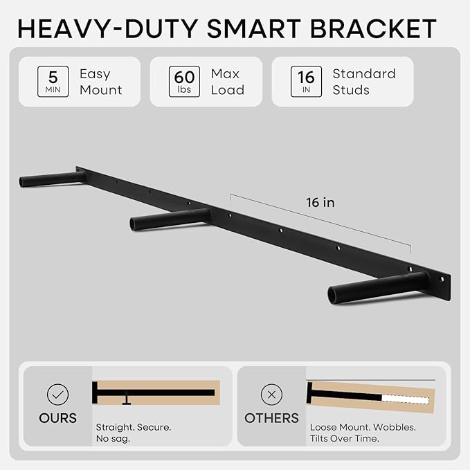 Homeforia 60 inch Wood Floating Shelf, High End Solid Natural Long Wood Shelf - Image 5