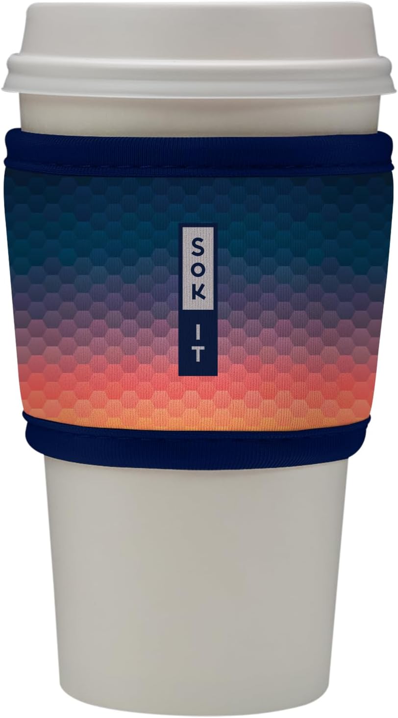 Sok It HotSok Coffee & Tea Reusable Insulated Neoprene Cup Sleeve (Hexagon Sunset)