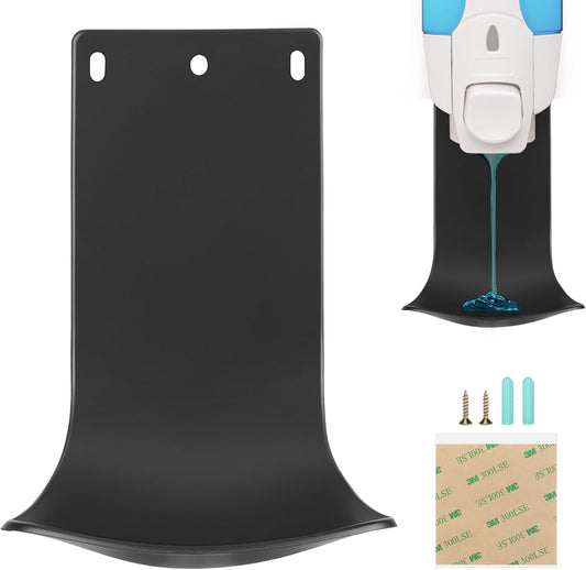 Dispenser Drip Tray Wall Mount Soap Dispenser Bracket, Laundry Detergent Drip Catcher Prevent Dripping and Spraying, Easy to Clean(Black)