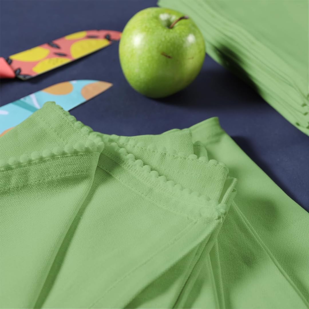 TARAN LIVING Green Cotton Kitchen Cloth Towels - Pack of 6 (28"x28")