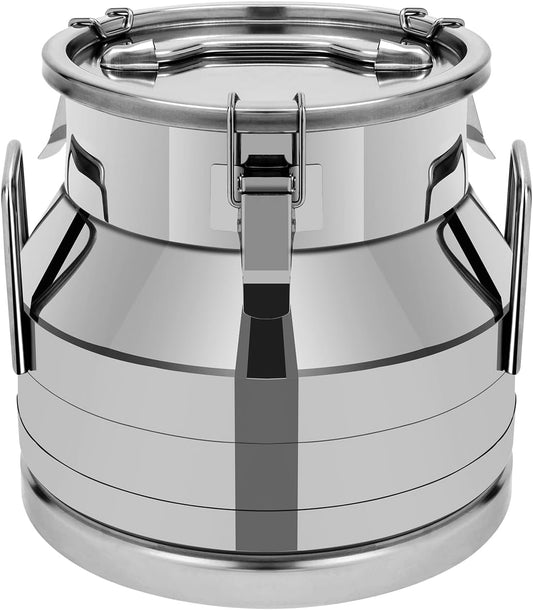 Stainless Steel Milk Bucket With Sealing Lid and Carry Handle,Thickened Stainless Steel Milk Can Large Liquid Container Storage for Coffee, Tea, Water,Oil Storage Transport ((12L/3.2Gal)