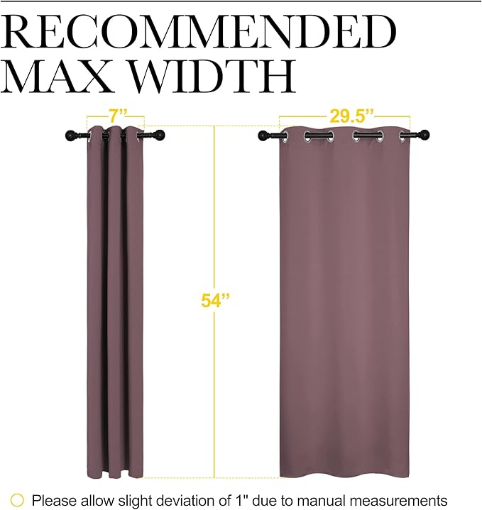 NICETOWN Window Curtain Panels, Dry Rose, 1 Pair, 34 by 54-inch, Thermal - Image 7