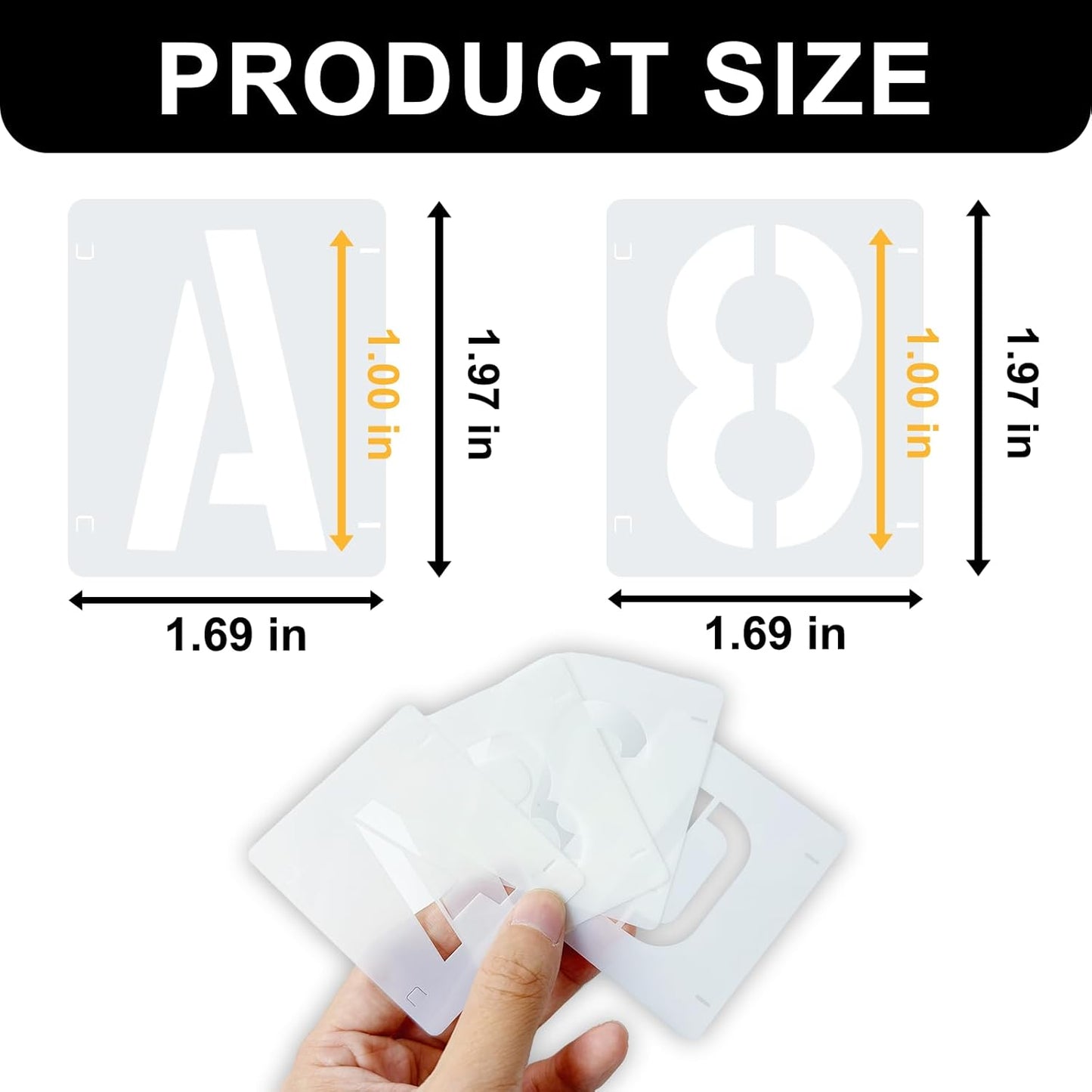 2 Pack - 1 Inch Letter Stencils Set, 72 Reusable Stencils for Painting On Wood, Metal, Walls, Fabric, Rocks with Interlocking, Perfect for Banners, Sign Making & DIY Art (1 inch)