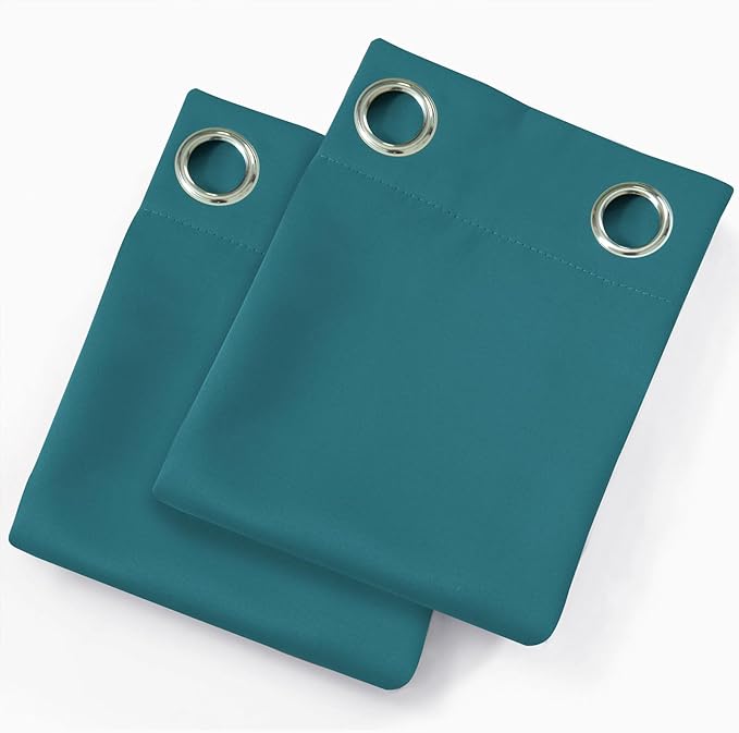 LEMOMO Sea Teal Blackout Curtains 42 x 54 Inch Length Set of 2 Panels Grommet - Image 9
