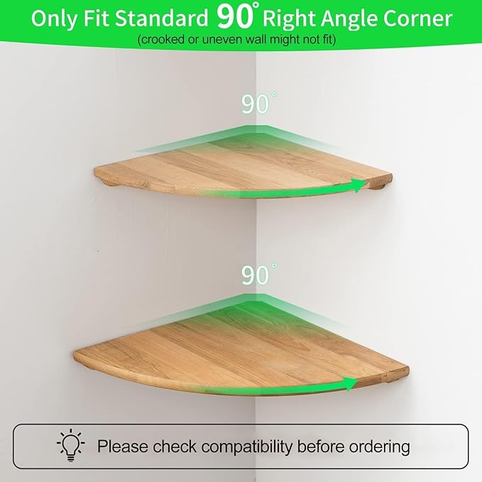 Corner Shelves, Floating Corner Shelf, Round End Wall Mount Display Shelf - Image 2