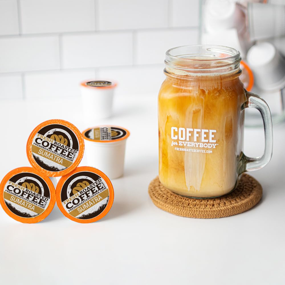 Fresh Roasted Coffee, Sumatra Mandheling |100% Single Origin | Medium Roast, 72 Pods for K Cup Brewers