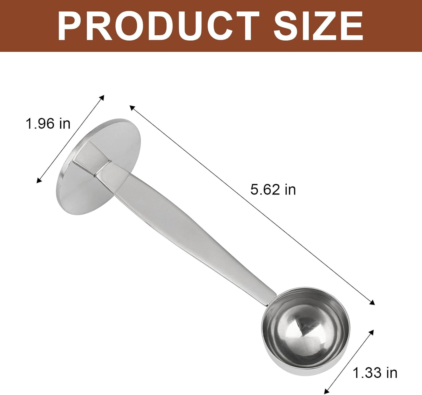 DFD 2-Inch-1 Coffee Scoops, 304 Stainless Steel Tablespoon Measure Spoon with Pressed Bottom for Coffee Bean Press Coffee Grinding Pressing（Silver15 ml）