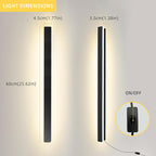 KELUOLY Modern Plug in Wall Sconces, 23.6 inch Frosted Black LED Long Wall - Image 3