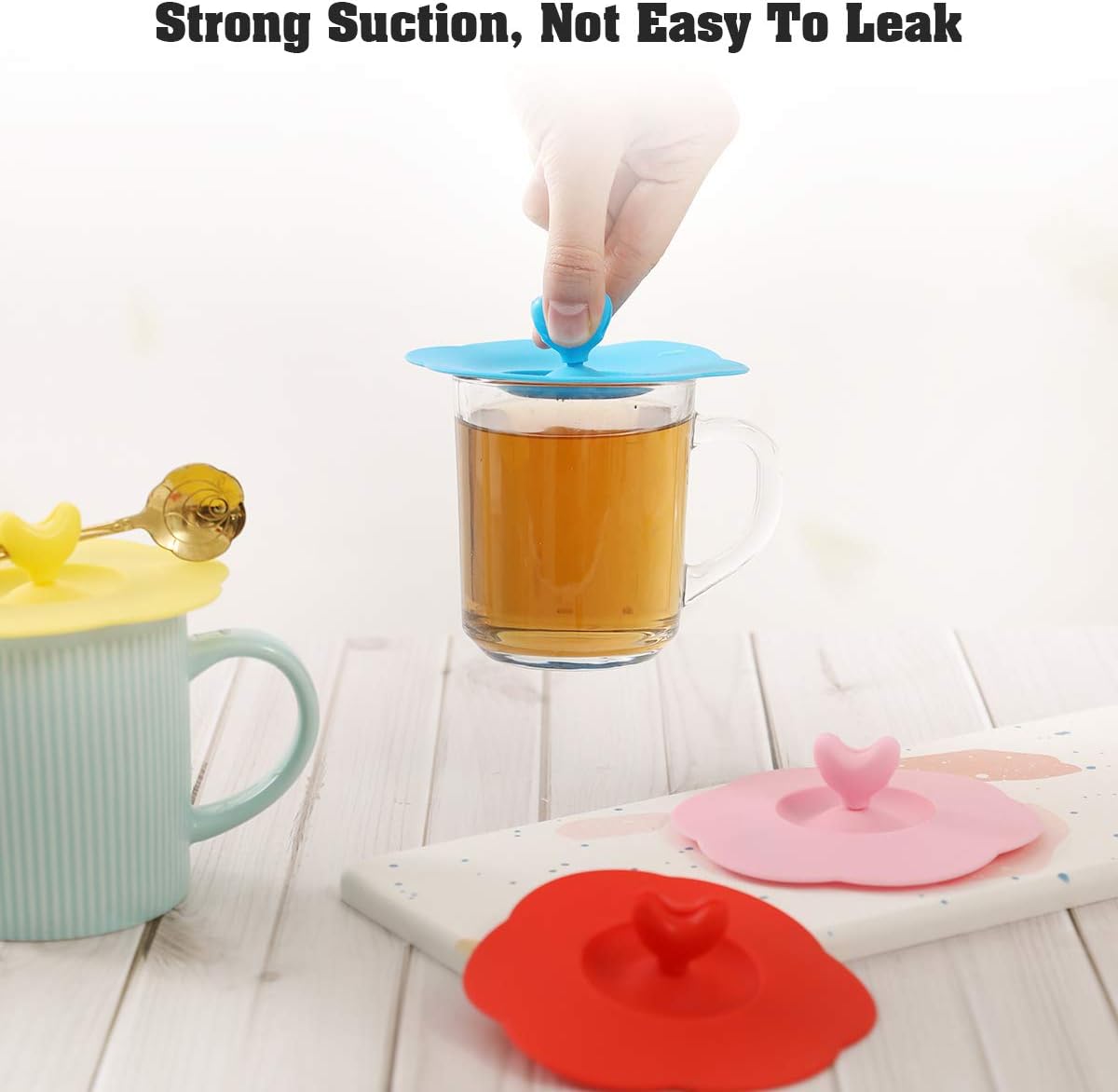 Silicone Cup Covers (Set of 4) ， Multicolored Silicone Lids for Mugs, Cups, Tea Pots,Flexible Mug Covers，Hot Cup Lids for Coffee & Tea