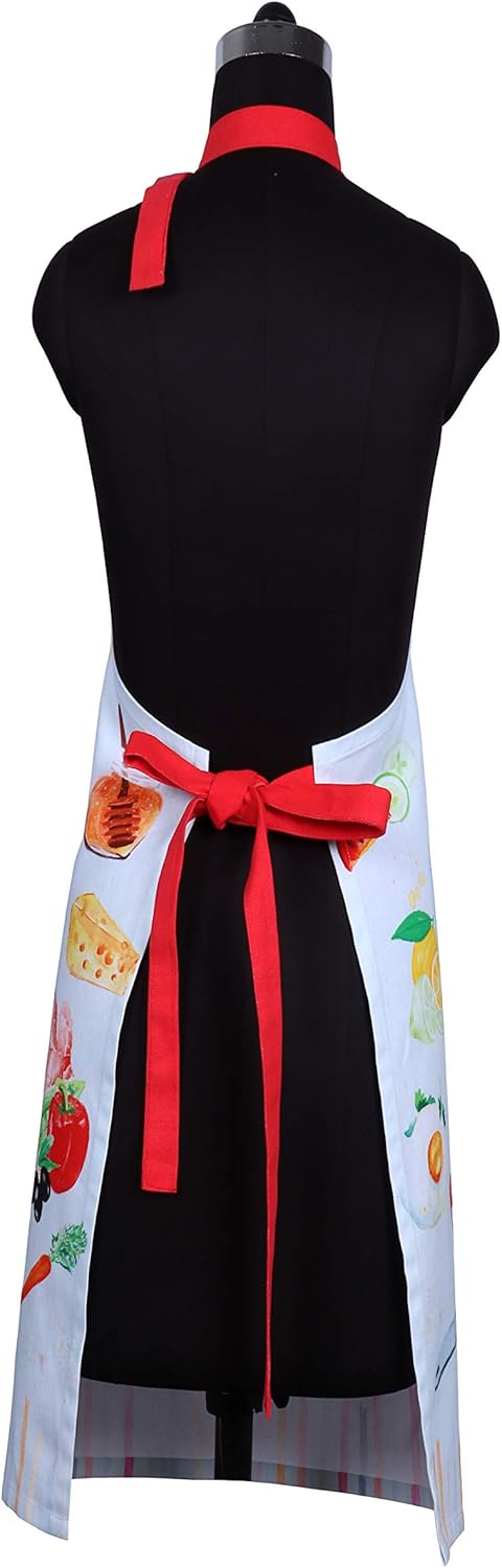 AMOUR INFINI Aprons for Women Cotton Washable Breakfast Apron 27.5 x 33 Inches Adjustable Strap & Waist Ties for Baking Cooking Gardening Spring Apron