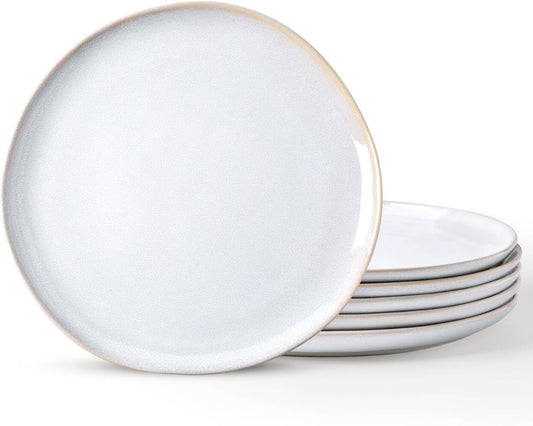 AmorArc Ceramic Dinner Plates Set of 6, 10.5 Inch Handmade Reactive Glaze Stoneware Plates, Rustic Shape Dinnerware Dish Set for Kitchen, Microwave & Dishwasher Safe, Scratch Resistant