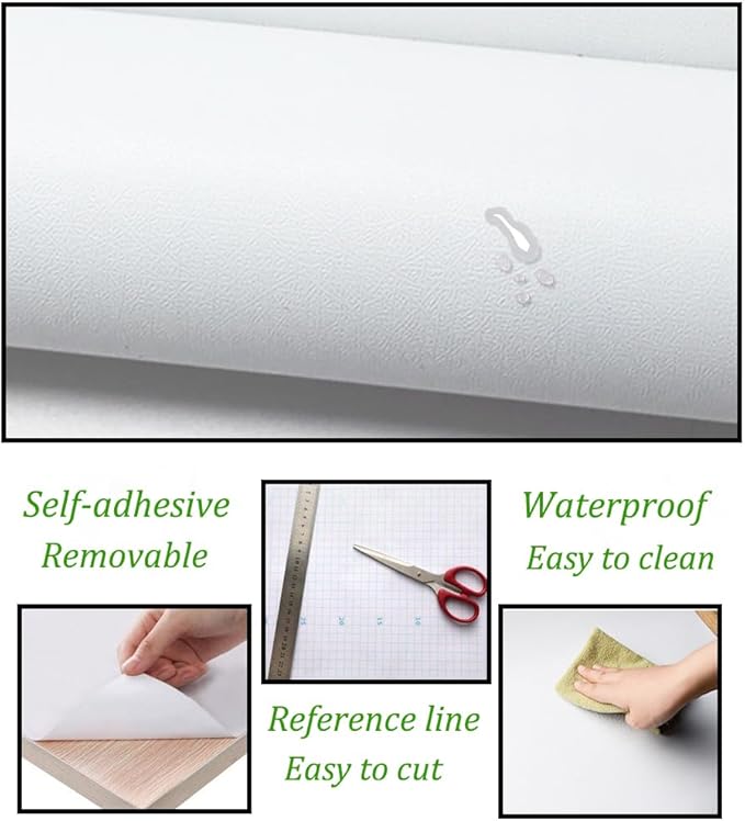 Safiyya 118"x17.7" Peel and Stick Wallpaper White Contact Paper Waterpoof Self - Image 6