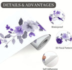 Purple Floral Wallpaper Border 196x4 Inch Peel and Stick Wall Border Self - Image 9