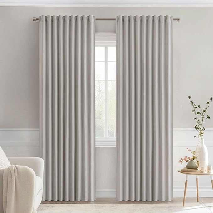MIULEE Stone Back Tab Blackout Curtains 72 Inches Long 2 Panels Set by MIULEE
