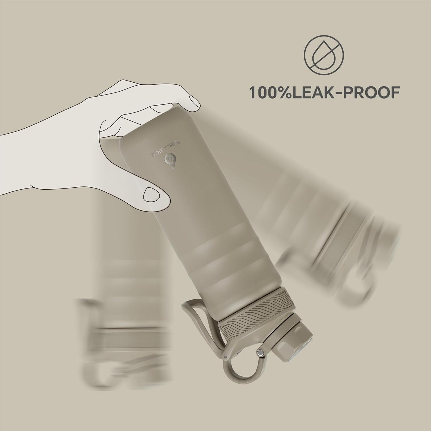 IDEUS Insulated Stainless Steel Water Bottle with 2 Leak-Proof Lids, Thermal Water Flask for Hiking Biking, 24oz, Celadon