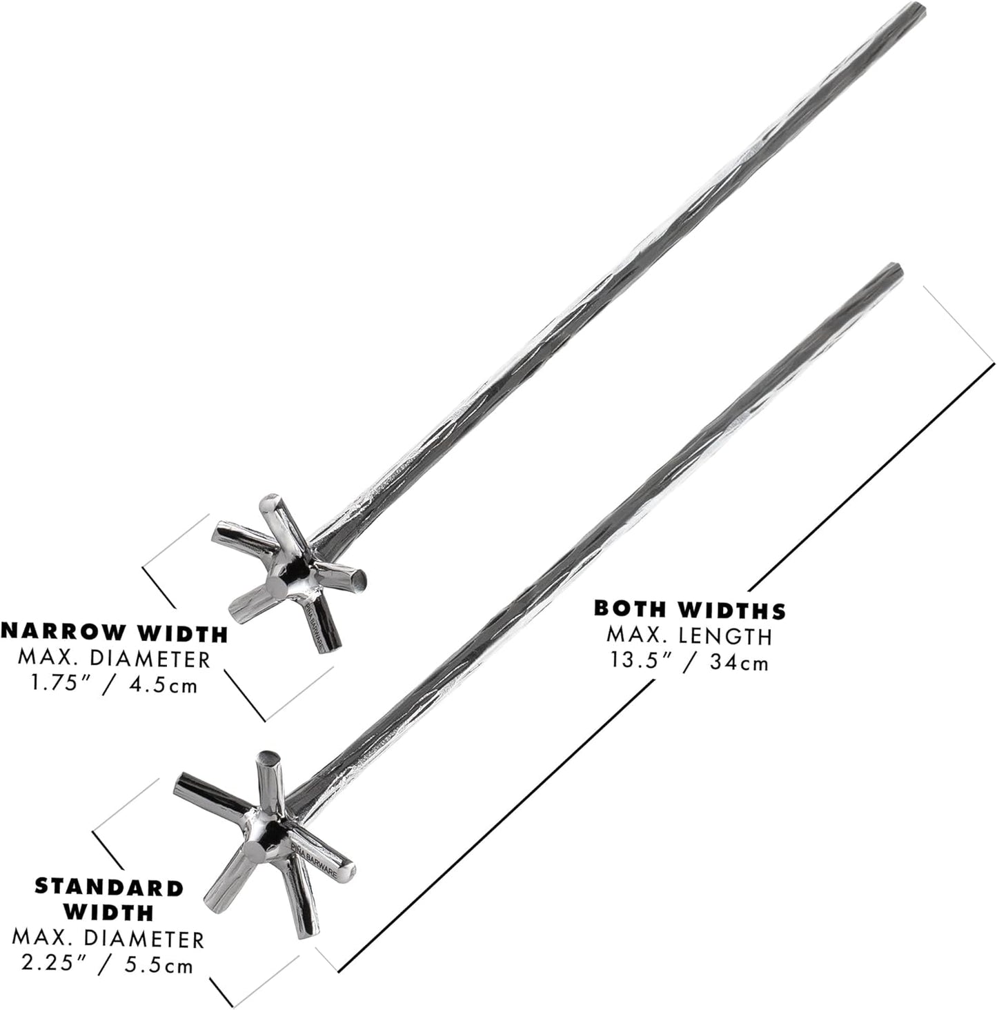 Piña Barware Swizzle Stick Stirrer - Stainless Steel with Handmade Wood-Grain Finish (Narrow Width, One Swizzle Stick)