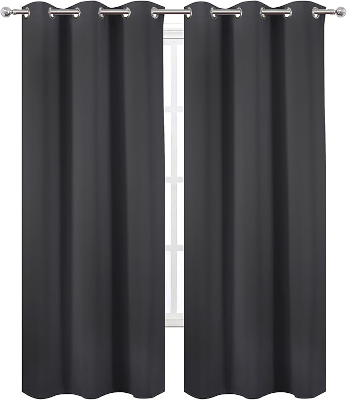 LEMOMO Dark Grey Thermal Blackout Curtains/42 x 95 Inch/Set of 2 Panels Room - Image 2