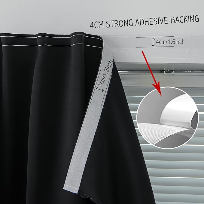 Adhesive Blackout Curtains- Self Stick Shades Window Blinds Curtains No Rod - Image 7