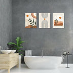Boho Wall Art Set of 3, MidCentury Modern Wall Prints Framed Canvas Paintings - Image 8