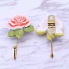2 Pcs Pink Rose Decorative Wall Hooks, Fancy Resin Flower Towel & Key Hooks - Image 6