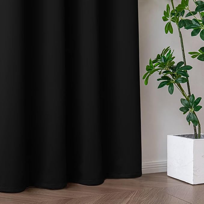 IGEMAEVE Black Blackout Curtains 96 Inch Length 2 Panels Set, Grommet Energy - Image 5
