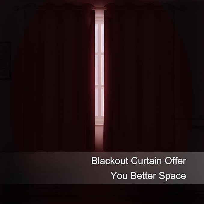 LEMOMO Blackout Curtains 38 x 54 inch/Bright Red Curtains Set of 2 - Image 3