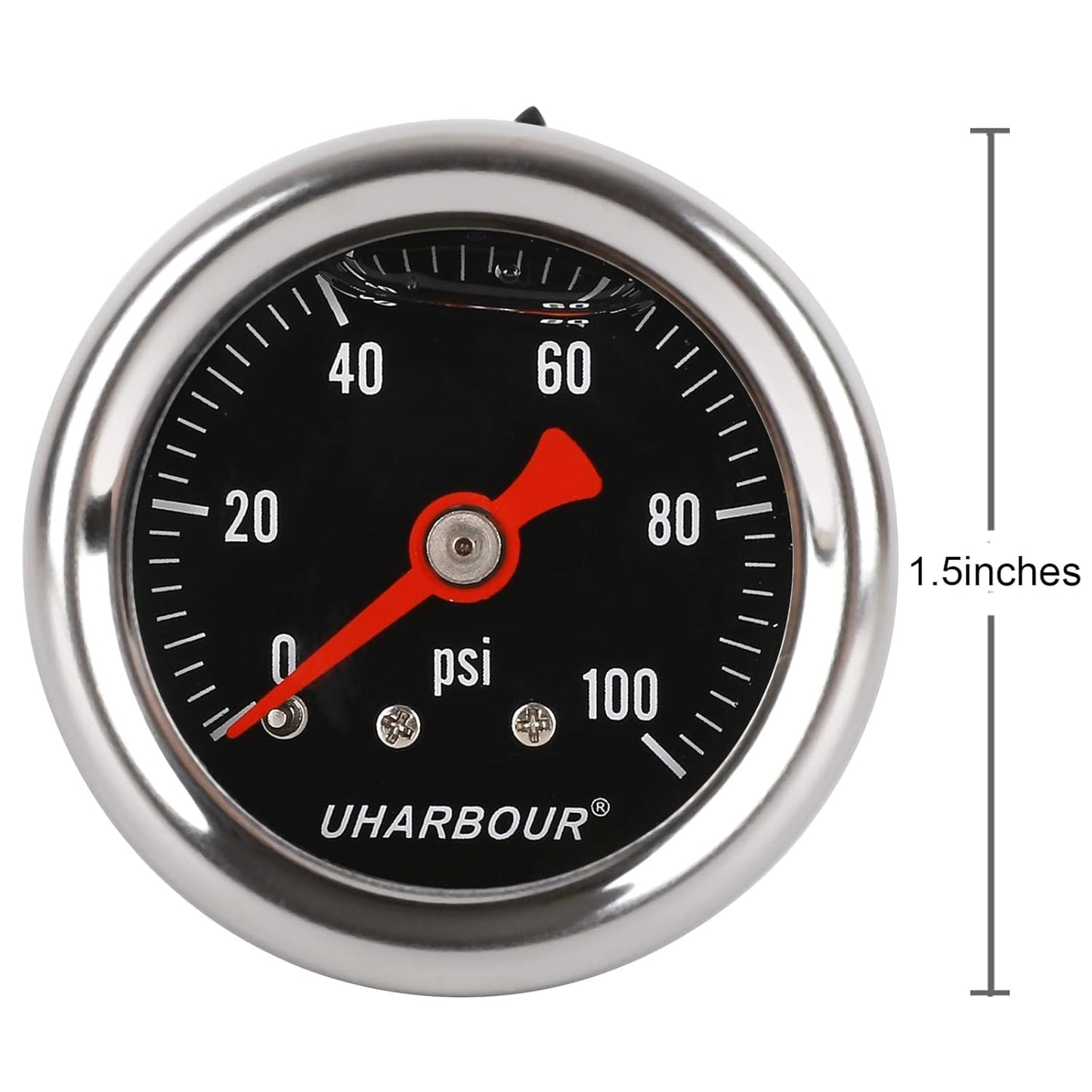 Glycerin Filled Pressure Gauge with 304 Stainless Steel Case, 1-1/2" Black Dial, 0-100Psi, High Accuracy, 1/8" NPT Center Back Mount…