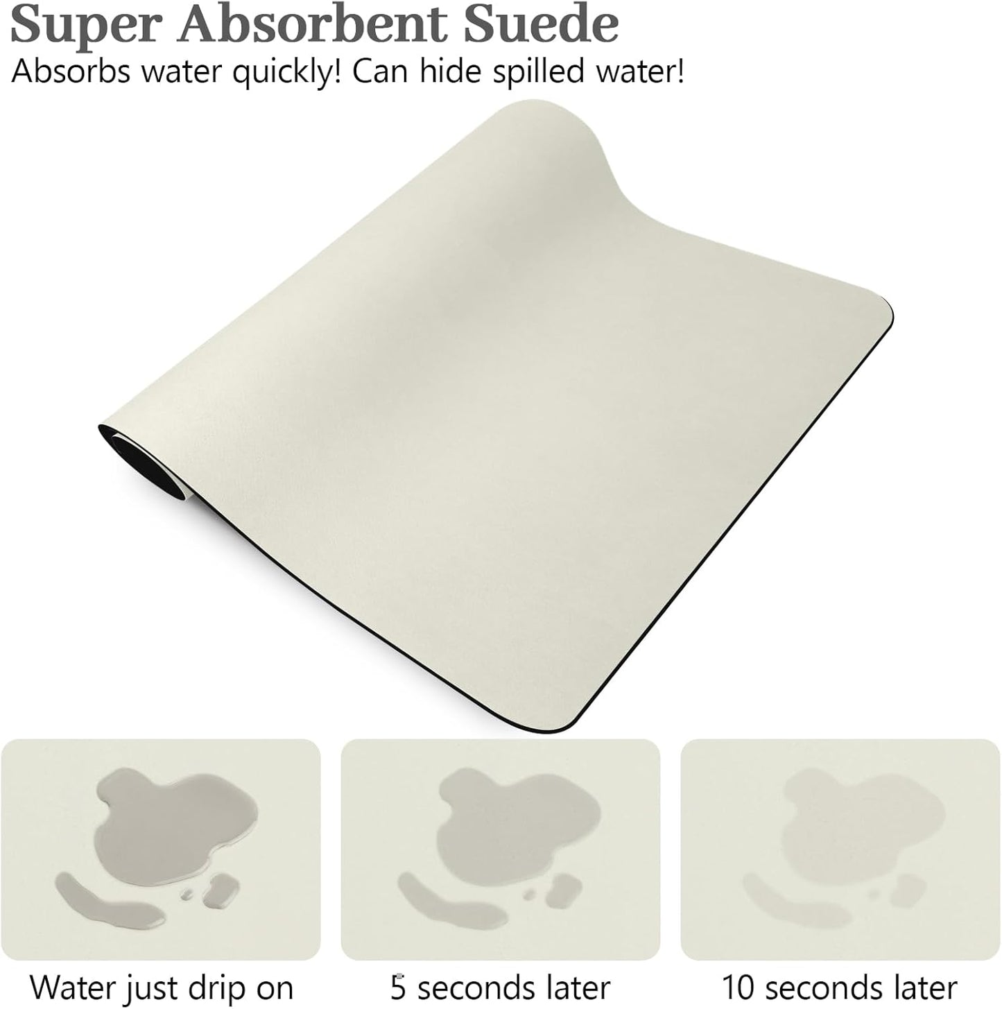 Bloss Coffee Bar Mat, Absorbent / Hides Stains / Rubber Backed - Dish Drying Mat Fits Under Coffee Maker or Espresso Machine(16.1"x24.1", Off White)