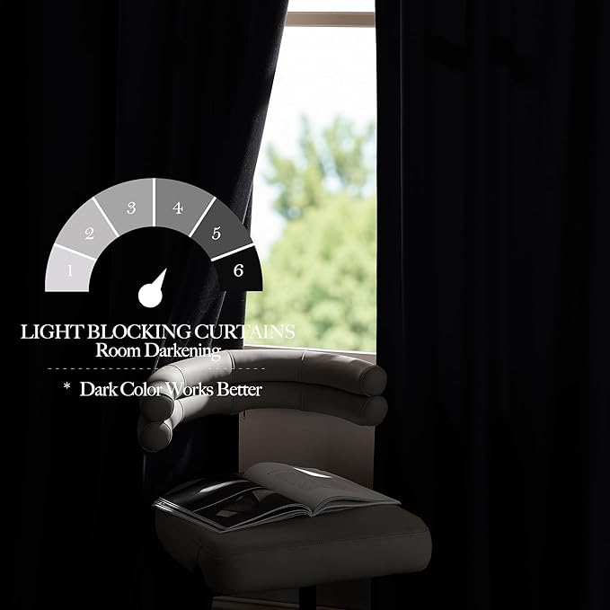 NICETOWN Black Out Velvet Curtains 108 inches Long Blackout - Image 4