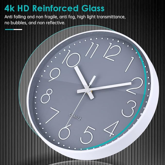jomparis 10 Inch Gray Wall Clock Battery Operated Silent & Non-Ticking Wall - Image 5