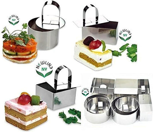 NewlineNY Stainless Steel Dessert Rings (12 Pcs) Round Square Rectangular Appetizers Molded Salads, Cakes Mousse Molding Layering Cake Cutter