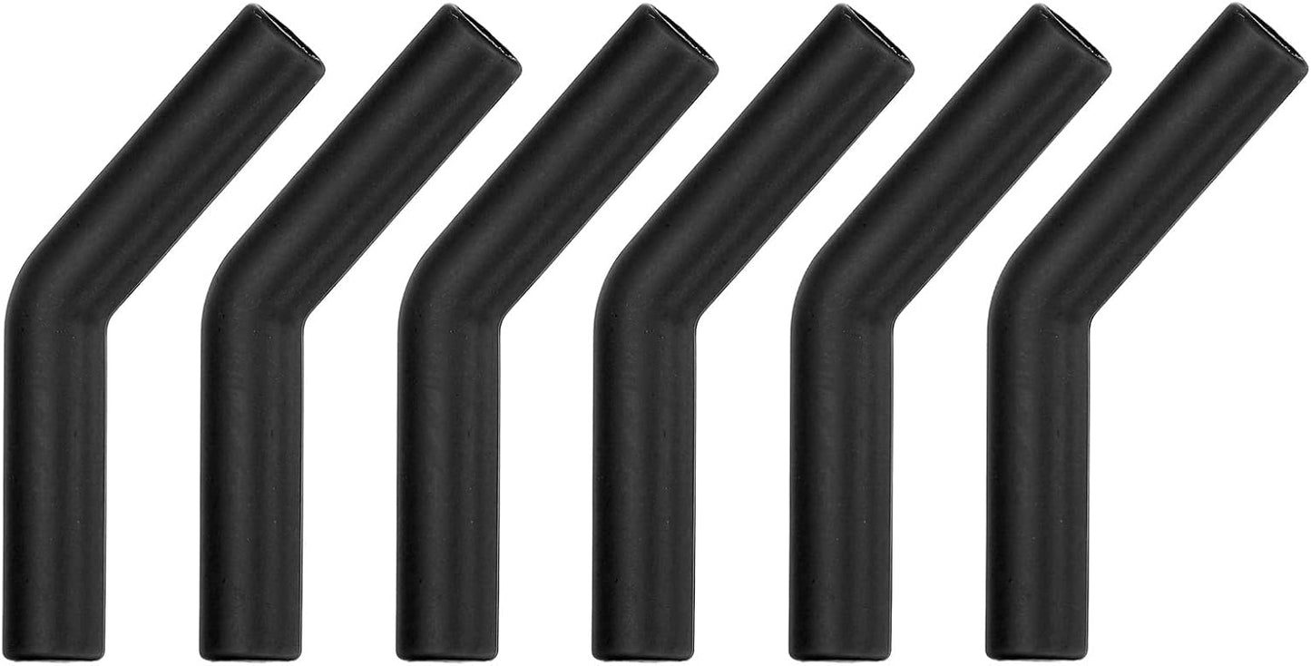 uxcell 6Pcs Silicone Straw Tips, Silicone Straw Elbows Tip, Soft Reusable Metal Straw Covers Fit for 10mm/0.39" OD Stainless Steel Straws, Black