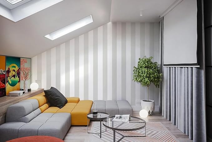 Guvana 17.7"x197" Striped Peel and Stick Wallpaper Grey and White Contact Paper - Image 6