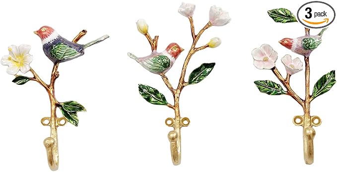 Vintage Wall Hooks Decorative Rack Hangers, 3 Pack Metal Wall Mounted Hook by bordorsse