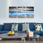 MHARTK66 3 Panel Blue Beach Canvas Wall Art - Image 5
