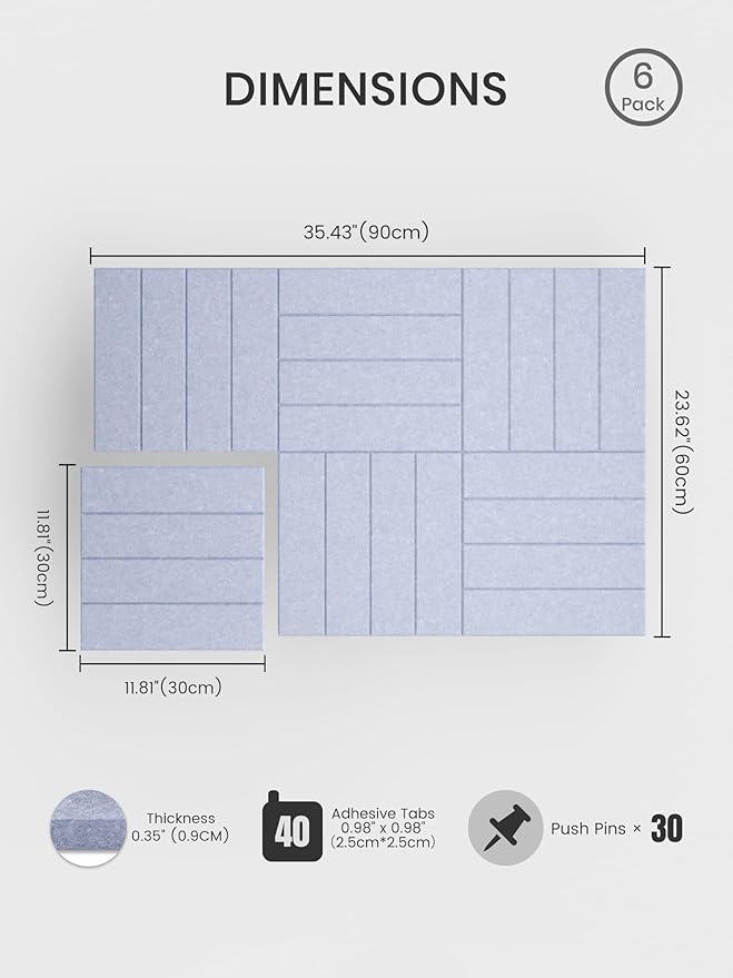 Bumusty Large Cork Board Alternative-36 x 24" Felt Bulletin Board Tiles - Image 2