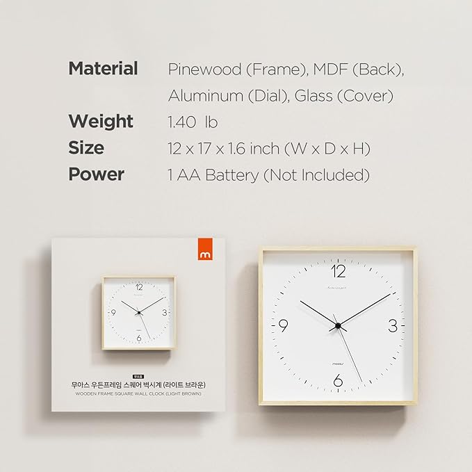mooas Wooden Frame Flatwood Wall Clock - Image 8