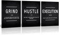 Large Office Painting, Grind Hustle Execution Motivational Poster Entrepreneur by KAWAHONE