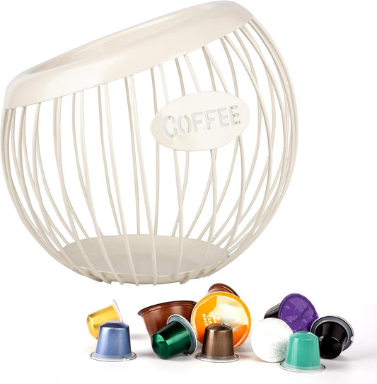 Stainless Steel Cup Coffee Basket pods holder Sturdy for Home or Office Kitchen Counter Organizer Espresso Capsule (WHITE)