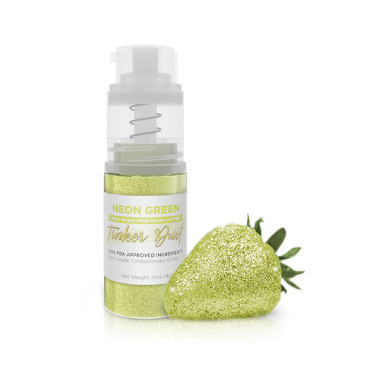 Bakell - Neon Green Tinker Dust (4g, 1x Mini Spray Pump) Edible Glitter for Food, Desserts, and Beverages!