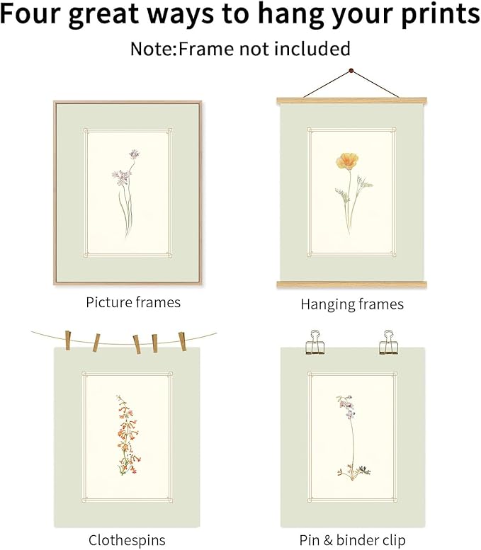 KBKBART Mint Green Floral Wall Art Set of 6 Unframed, Minimalist Abstract - Image 3